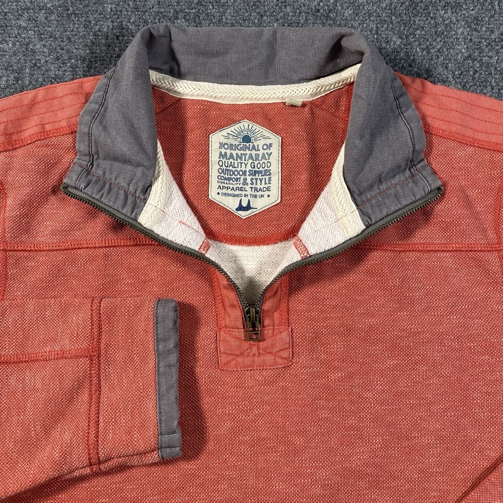 Mantaray 1/4 Zip Pullover Sweater Mens Medium Outdoors Heavyweight Knit Salmon